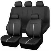 CAR-GRAND Leather Car Seat Covers Black Gray,