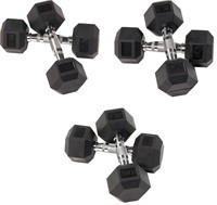Signature Fitness Rubber Coated Hex Dumbbell
