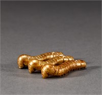 Bronze gilt cicada pupae 3 pieces before Ming