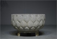 Qing Dynasty bluestone lotus basin