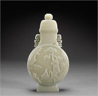 Qing Dynasty Hetian jade character story bottle