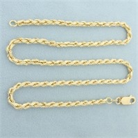 18 Inch Solid Rope Link Chain Necklace in 14k Yell