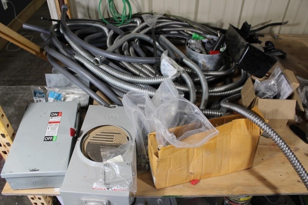 Large Lot of Electric Tube Wiring,Metal Boxes
