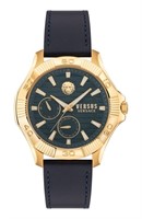 Versus Versace Men's Black Leather Gold Tone Watch