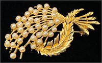 M. J. Ent Faux Pearl Brooch - Costume Jewelry