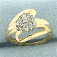 Diamond Cluster Bypass Design Ring in 14k Yellow G