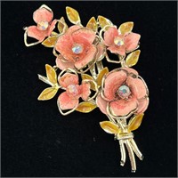 Coro Flower Bouquet Enameled Brooch - Vintage