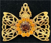 Vintage Bow Brooch/ Pendant - Costume Jewelry