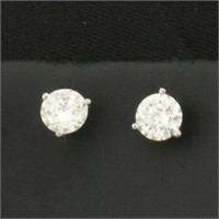 GIA Certified 1ct TW Diamond Stud Earrings in Plat
