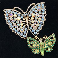 Rhinestone Butterfly Brooches - Costume Jewelry