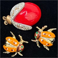 Ladybug Brooch and Pins - Costume Jewelry