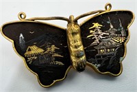 Amita 1960's Butterfly Asian Scene Pin - Vintage