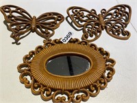 Mirror and butterfly decor