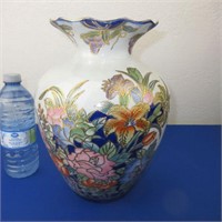 Oriental Vase w/ Floral Design 11" High