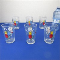 6 Primary Coloured Tulip Drinking Glasses