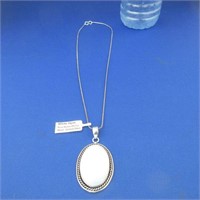 White Opal Pendant Necklace with Chain