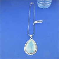 Blue Onyx Pendant Necklace with Chain