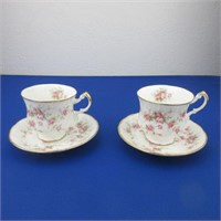2 Vintage Victoriana Rose Paragon Cups & Saucers