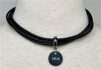 Carolee 925 Sterling & Black Leather Necklace
