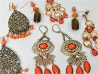 4 Coral Colored Dangle Earrings - Grazino, etc.