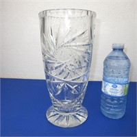 Pinwheel Crystal Heavy Vase 10.25" H x 4.75" Dia