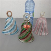 Murano Art Glass Bell & 2 Filigrana Glass Bells