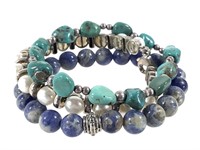 Pearl Sterling Sodalite Turquoise Bracelets
