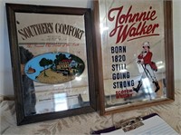 Johnny Walker, southern Comfort mirror signs