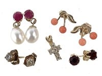 14K Earrings Backs Pendant Ruby Sapphire+