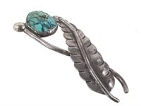 Sterling Turquoise Pin Brooch 17.6g TW
