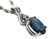 14K WG Sapphire Diamond Necklace 5.5g TW