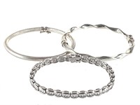 3 Sterling Bracelets 32.0g TW 7.5" L