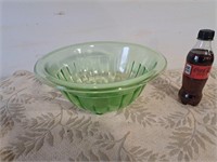 Green depression glass bowl 11"D