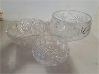 3 nice pin wheel crystal bowls