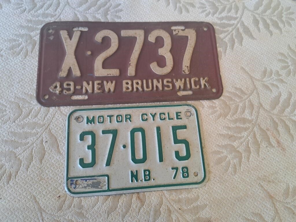 1949 lisence plate, 1978 motorcycle plate
