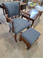 Parlor chair with foot stool