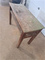 Wooden scolloped processing table