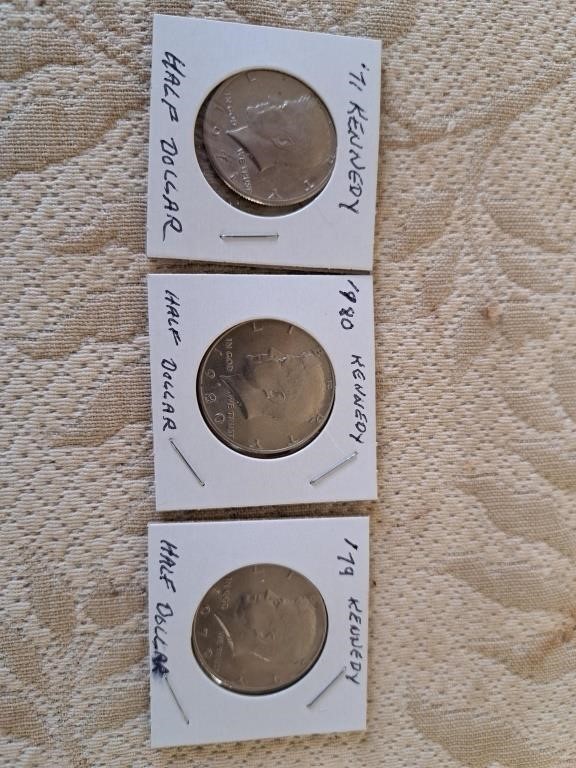 3 American Kennedy half dollars