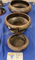 THREE ANTIQUE HANDCRAFTED BOWLS