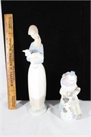 Lladro woman and clown figurine-damaged