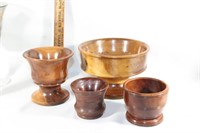 MCM hand carved cherry cups/bowls
