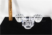 Three VTG Orrefous crystal candle holder