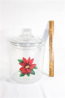 Large glass poinsettia cookie jar