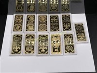 "MILLION DOLLAR COLLECTION" OF GOLD TONE BARS