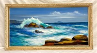 Large '67 Original Painting of Waves Crashing on