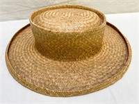 Hawaiian Lauhala Hat (signed?), 3" Rim