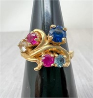 14k Multi-Colored Ring, Not Stone, Size 6, 4.42g