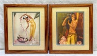 2 Koa Framed Prints of Hawaiian Women 15"x13"