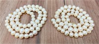Two 585 Clasp Pearl Necklaces, 18" Length, 88g