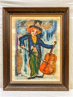 Roger Etienne 1973 Original Painting, Clown with